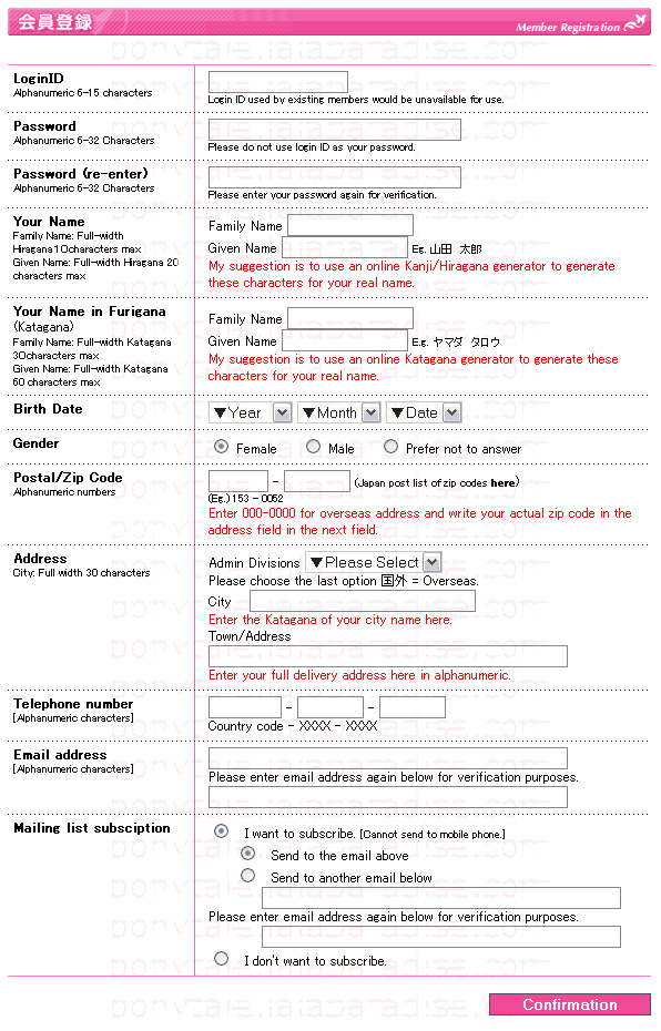 Register account at Comi-comi